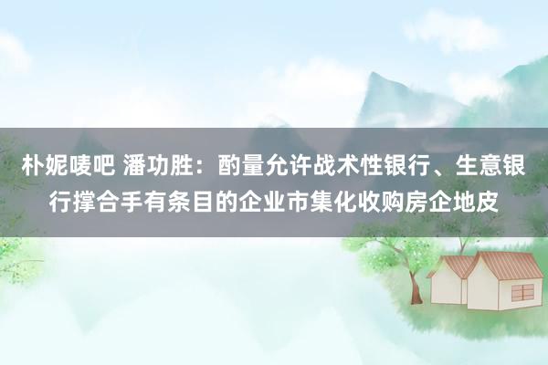 朴妮唛吧 潘功胜：酌量允许战术性银行、生意银行撑合手有条目的企业市集化收购房企地皮
