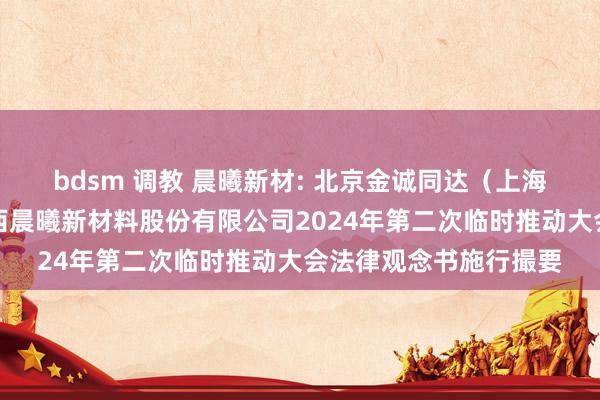 bdsm 调教 晨曦新材: 北京金诚同达（上海）讼师事务所对于江西晨曦新材料股份有限公司2024年第二次临时推动大会法律观念书施行撮要