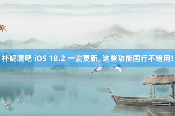 朴妮唛吧 iOS 18.2 一霎更新， 这些功能国行不错用!