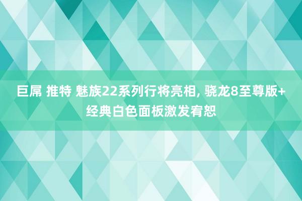 巨屌 推特 魅族22系列行将亮相， 骁龙8至尊版+经典白色面板激发宥恕