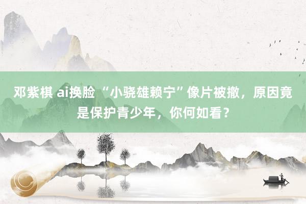 邓紫棋 ai换脸 “小骁雄赖宁”像片被撤，原因竟是保护青少年，你何如看？