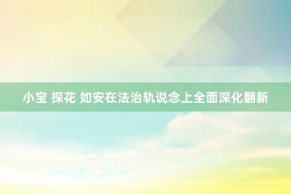 小宝 探花 如安在法治轨说念上全面深化翻新