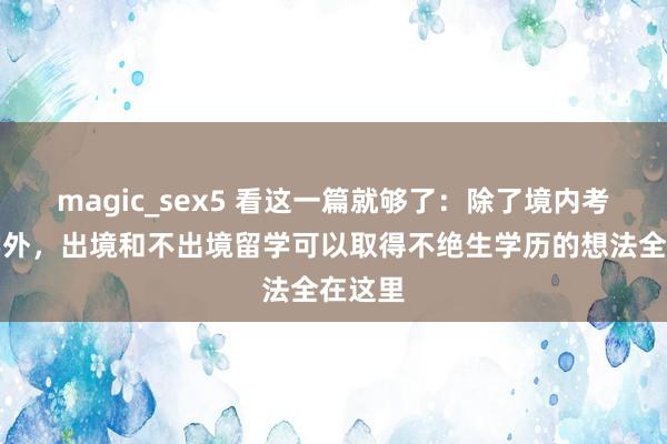 magic_sex5 看这一篇就够了：除了境内考研升学外，出境和不出境留学可以取得不绝生学历的想法全在这里