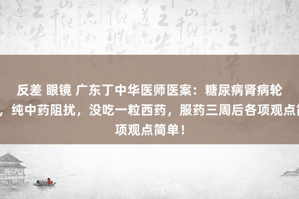 反差 眼镜 广东丁中华医师医案：糖尿病肾病轮廓征，纯中药阻扰，没吃一粒西药，服药三周后各项观点简单！
