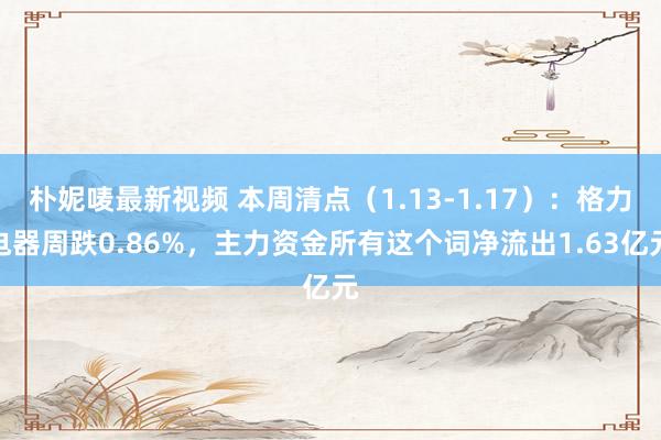 朴妮唛最新视频 本周清点（1.13-1.17）：格力电器周跌0.86%，主力资金所有这个词净流出1.63亿元