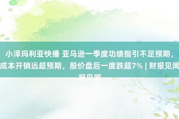 小泽玛利亚快播 亚马逊一季度功绩指引不足预期，成本开销远超预期，股价盘后一度跌超7% | 财报见闻