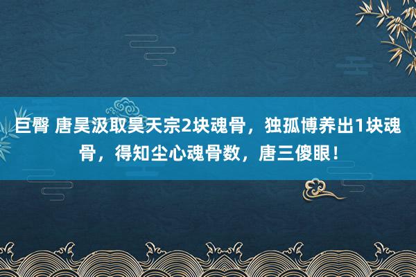 巨臀 唐昊汲取昊天宗2块魂骨，独孤博养出1块魂骨，得知尘心魂骨数，唐三傻眼！